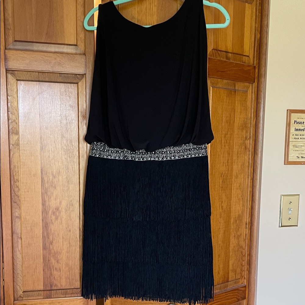 JS Boutique Black Fringe Mini Dress